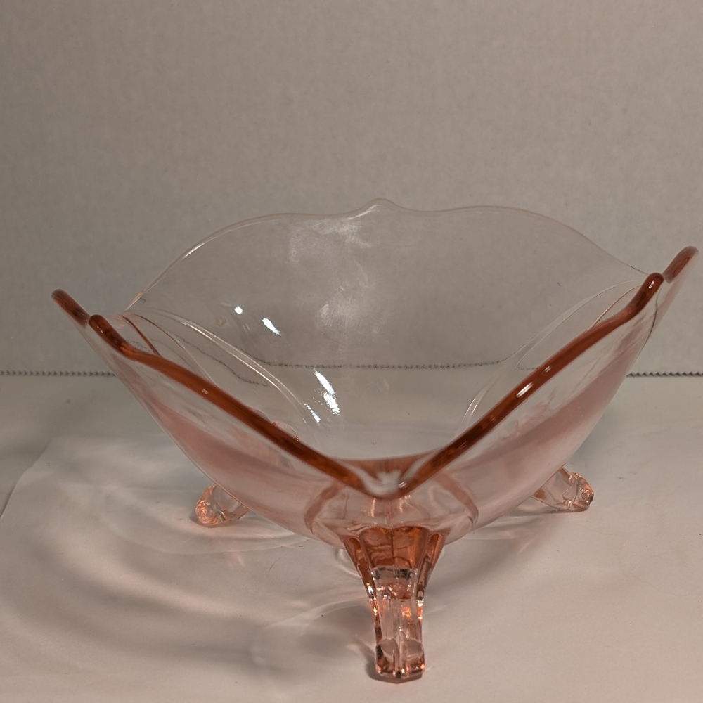 Vintage 1930'S Depression Glass PETAL PINK Lancaster Scalloped CANDY DISH BOWL